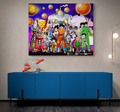 Tabloul Canvas Goku, Trunks, Vegeta, Beerus, Whis and Gohan