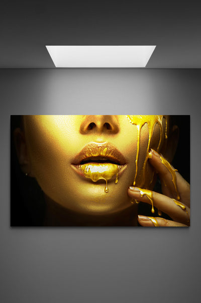 Tablou canvas Gold face & lips