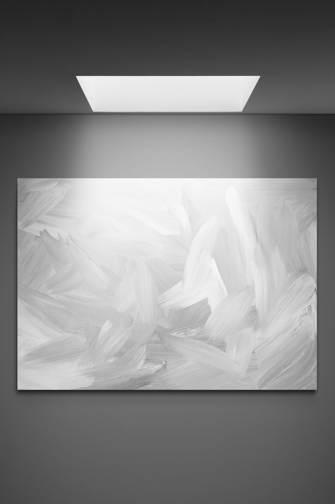 Tablou abstract alb si gri