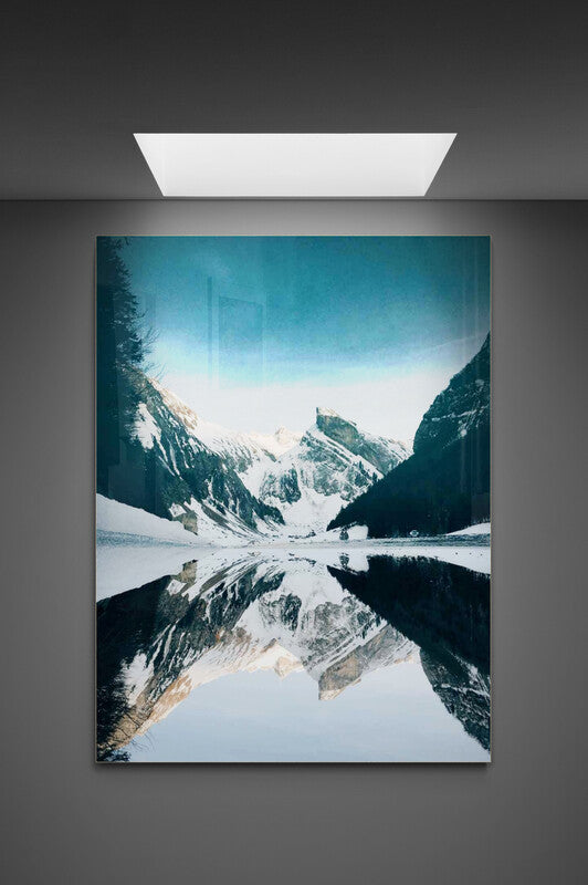 Canvas Lac in munti iarna
