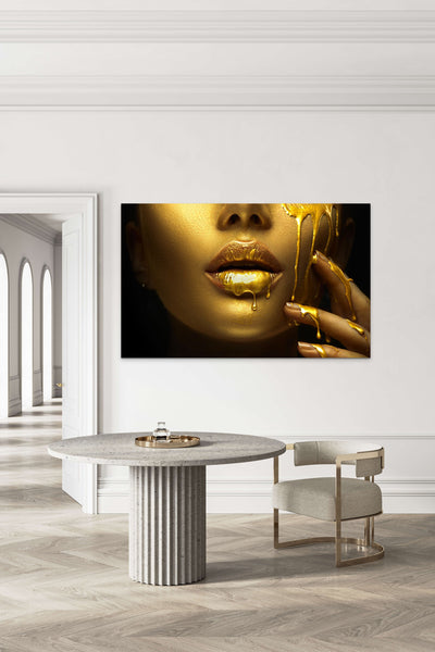 Tablou canvas Gold face & lips