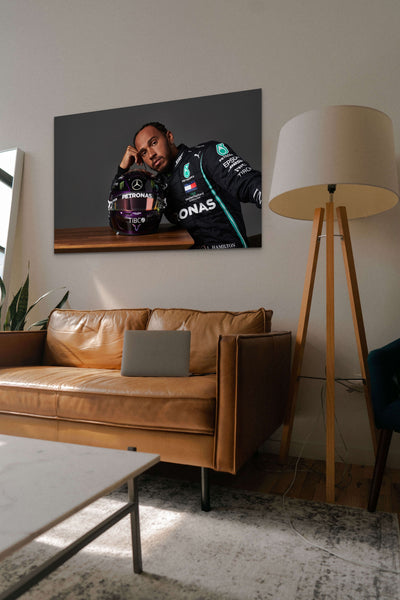 Canvas Lewis Hamilton with helmet